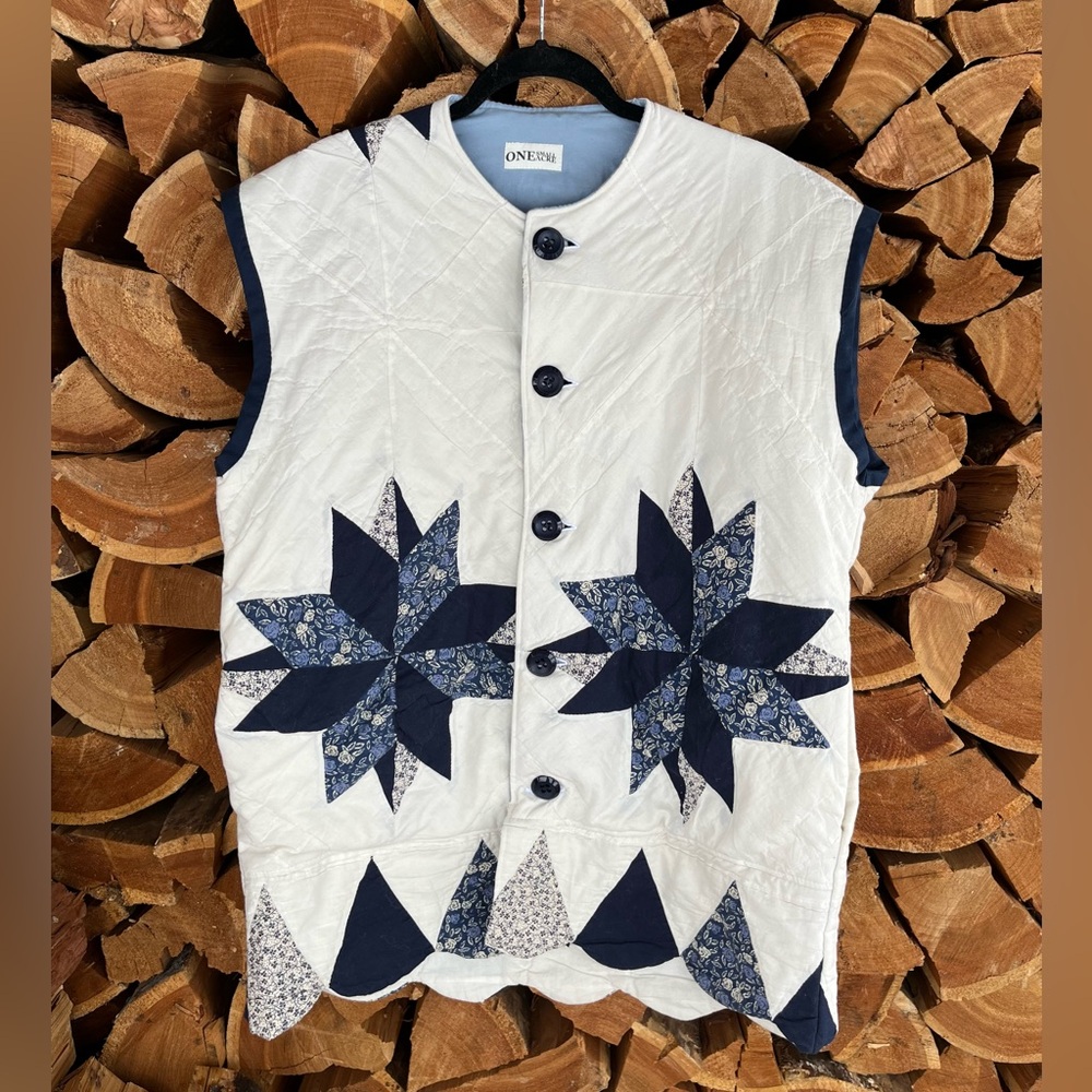 Long body upcycled quilt vest
